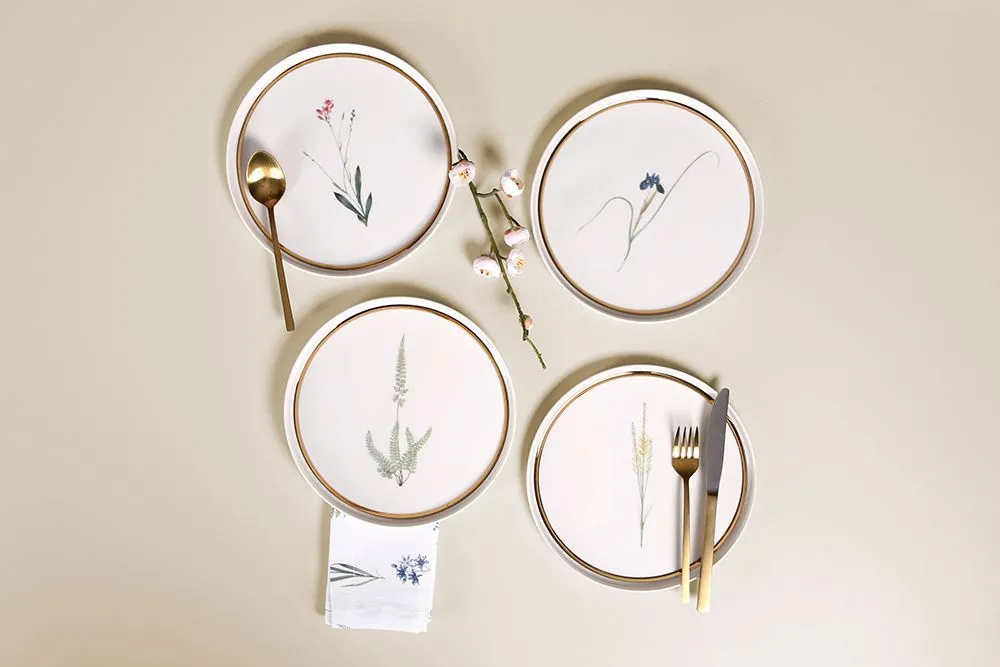 Porland BOTANICAL Kuchenteller 21cm MIX-Set 4-teilig