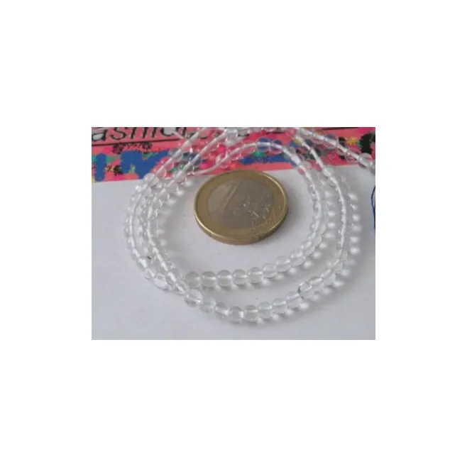 1 FILO  CRISTALLO DI ROCCA  CABOCHON PERLE DA 4 MM