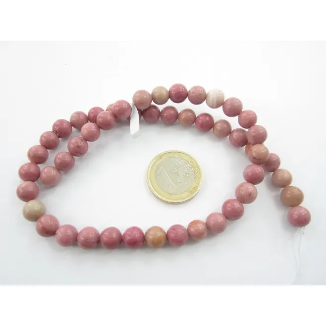 1 FILO IN RODONITE CABOCHON DA 8 MM LUNGO 38 CM. PROVENIENZA MADAGASCAR