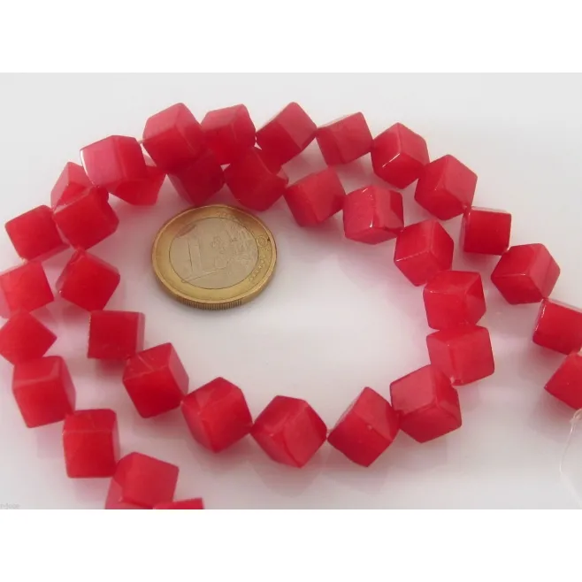 1 FILO DI CUBETTI IN GIADA RUBINO FORO TRAVERSO