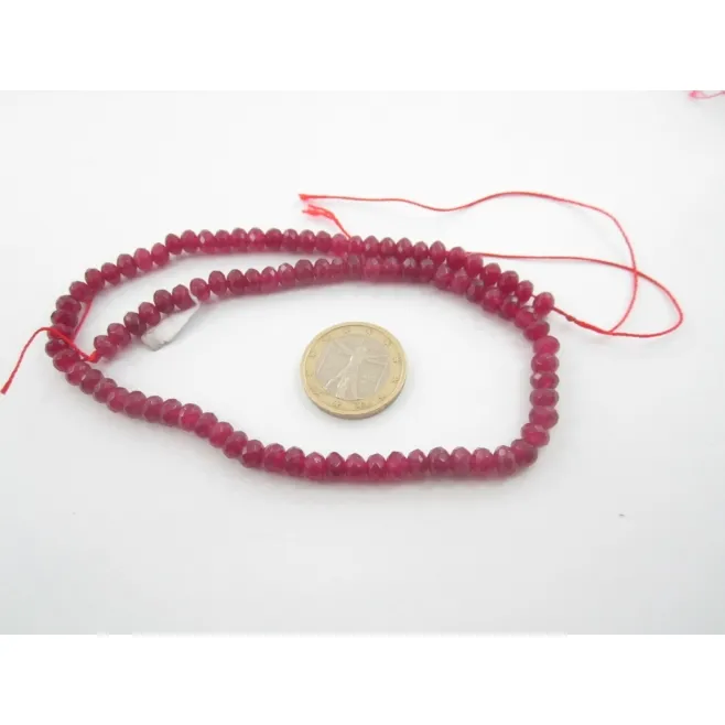 1 FILO DI GIADA RUBINO SFACCETTATA STONDATA DI 10X5MM