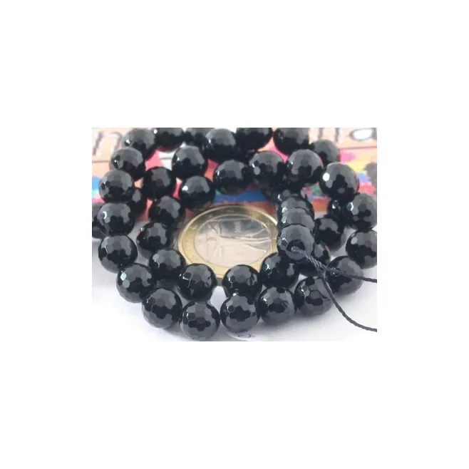 1 FILO DI ONICE NERA STRIATA  SFACCETTATA DEL DIAMETRO DI 8 MM. 47  LUN 38CM