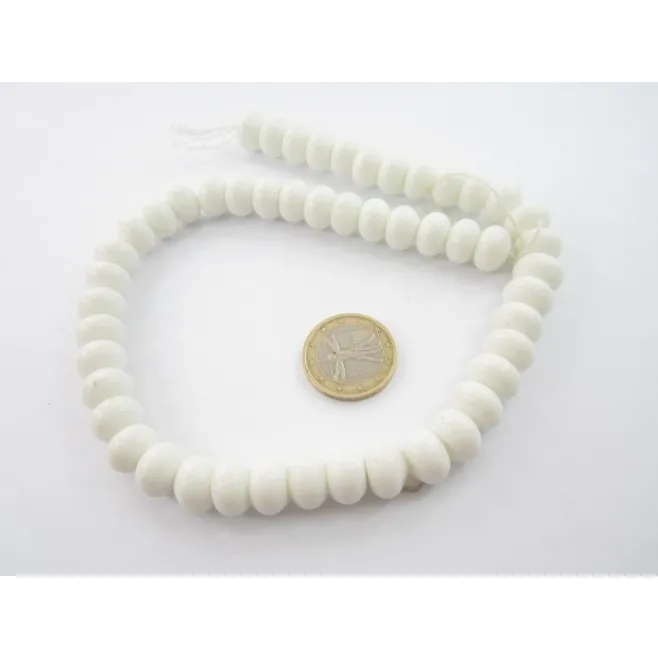 1 FILO DI  AGATA BIANCA SFACCETTATA STONDATA 12X8 MM