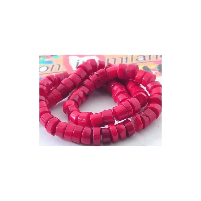 1 FILO  DISCHETTI  CORALLO BAMBU' HEISHI DA 7 MM LUNGO 40 CM