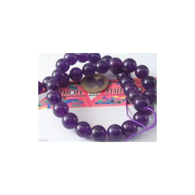 1 FILO PIETRE GIADA COREANA VIOLA SFERA CABOCHON  12MM