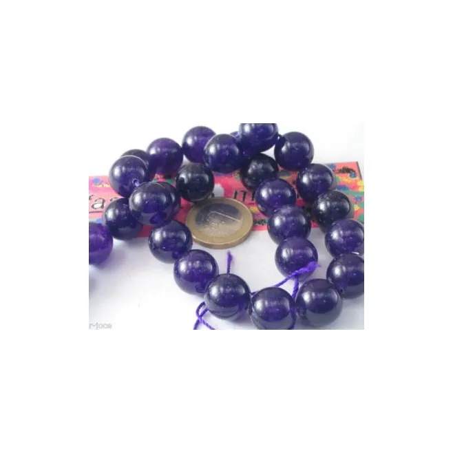 1 FILO PIETRE GIADA COREANA VIOLA SFERA CABOCHON  14MM