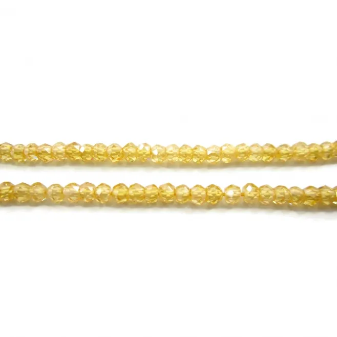 zirconi colore giallo chiaro rondella sfaccettati di 3 x 2,5 mm 1 filo lungo 33 cm
