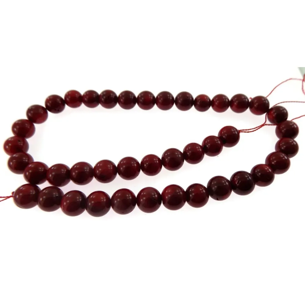 1 FILO DI CORALLO BAMBU' ROSSO SCURO  SEMIGREZZO DIAMETRO 10  MM