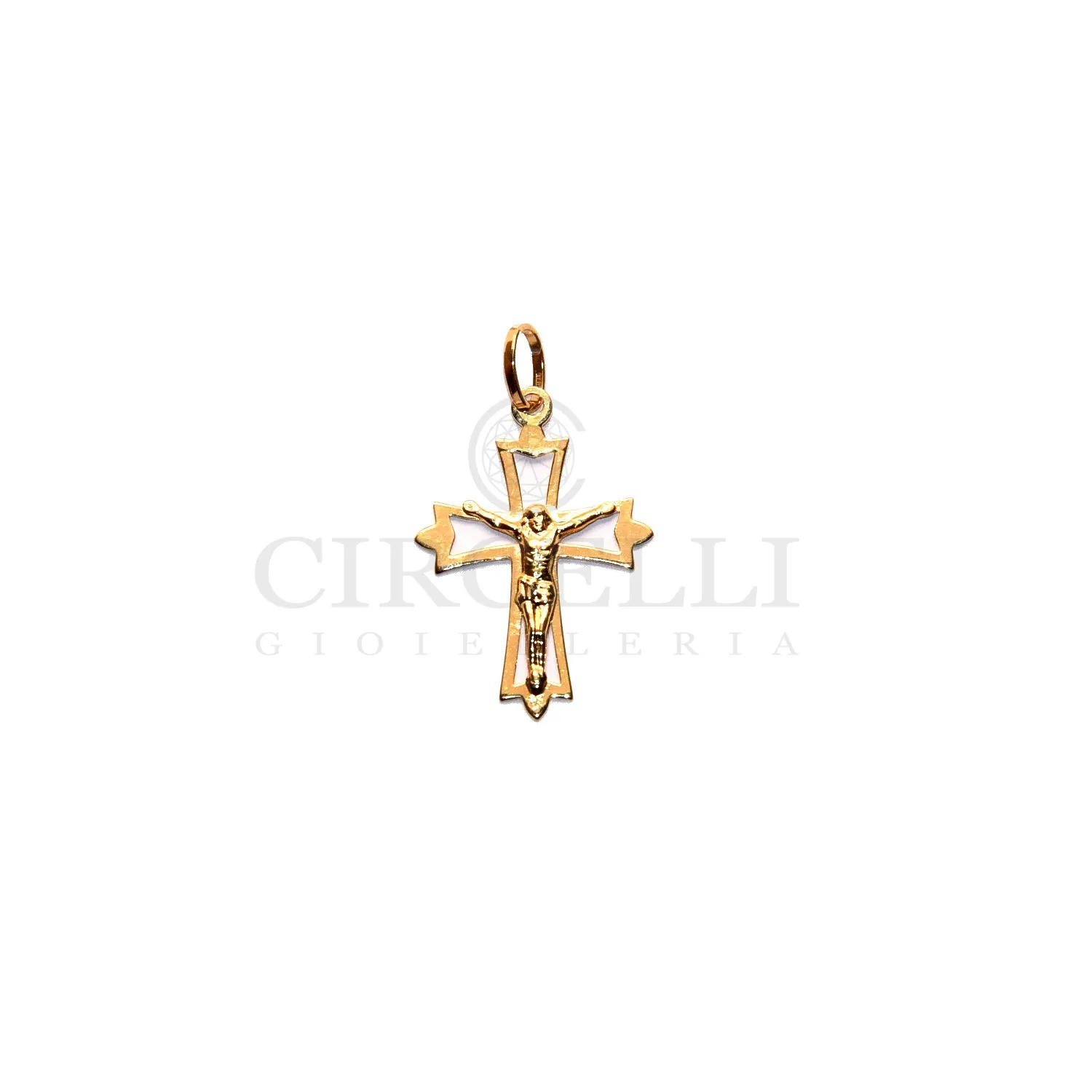 Croce stampata con cristo oro 18k