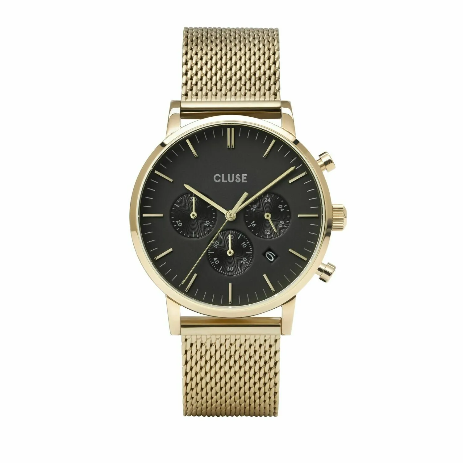 Cluse Aravis Chrono Black Dial Mesh Ygmaschile