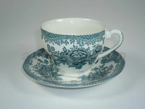 Kaffeetasse mit Untere - Enoch Wedgwood Asiatic Pheasants green / dunkelgrün grün