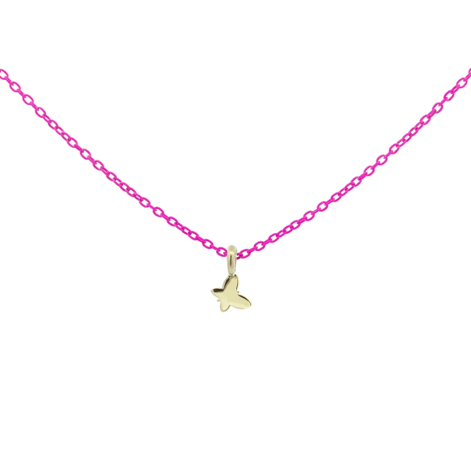 GIROCOLLO FARFALLA FUCSIA FLUO - ORO18KT