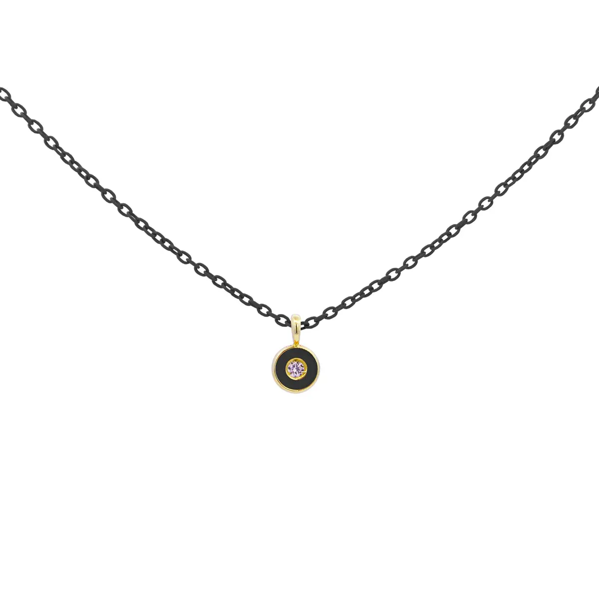 GIROCOLLO DIAMOND DOT CATENA NERA E DIAMANTE LAB GROWN - ORO18KT