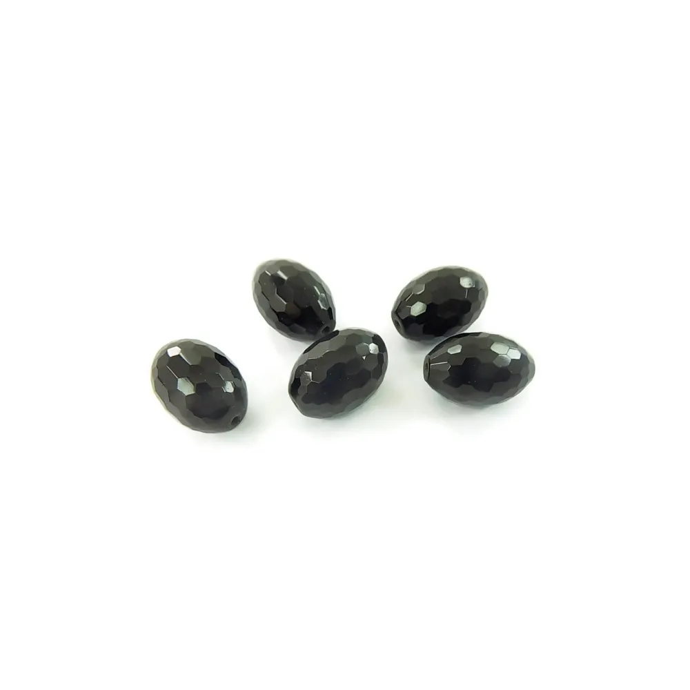 LOTTO DI 5 BARILOTTI SFACCETTATI  IN ONICE NERA DA  18X13MM