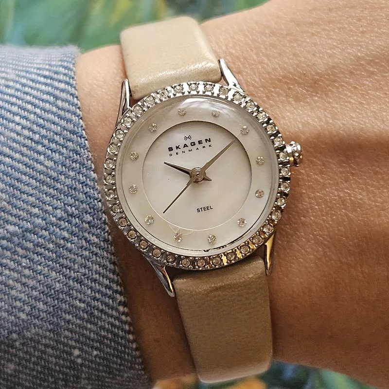 24mm vintage Skagen Abito Danimarca Orologio per donne con pietre preziose