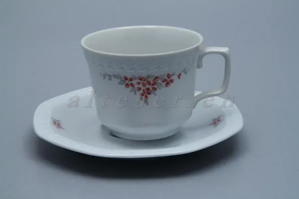 Kaffeetasse mit Untere - Seltmann Weiden Andrea rote Blütenranke