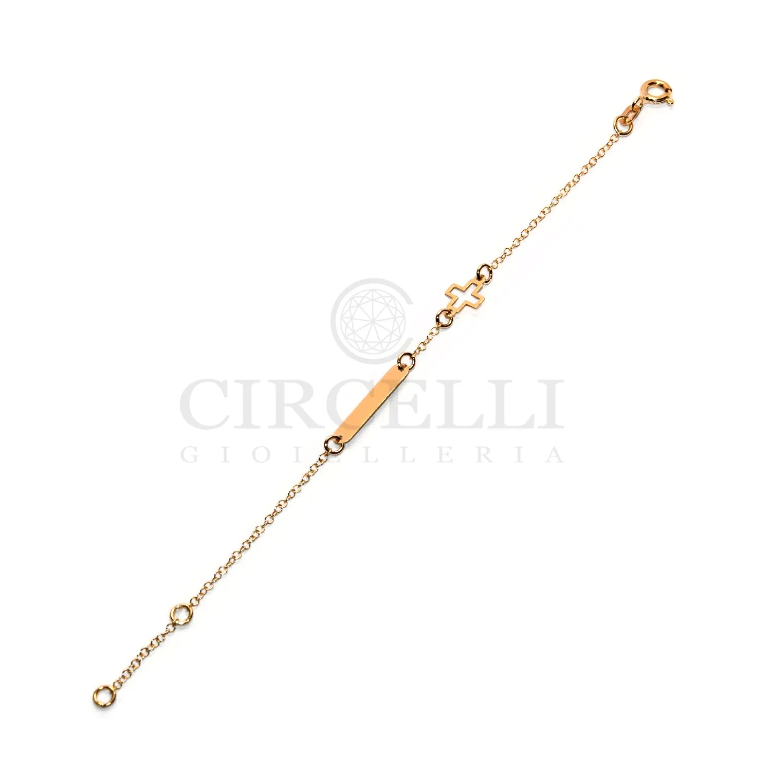 Bracciale croce con targa oro 18k