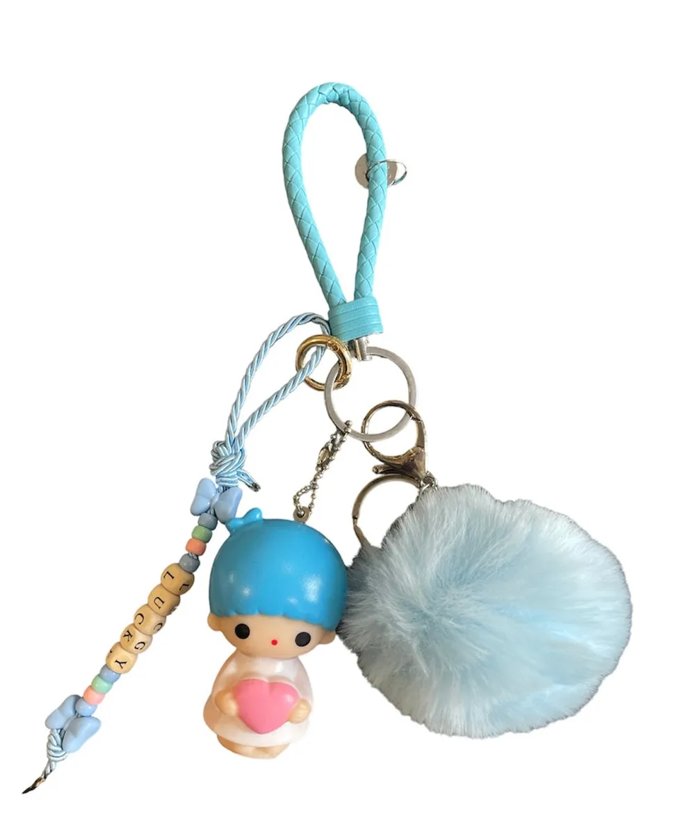 Portachiavi e applique borsa Pimp your Bag Little twin star gemello Kiki  ponpon in peluche