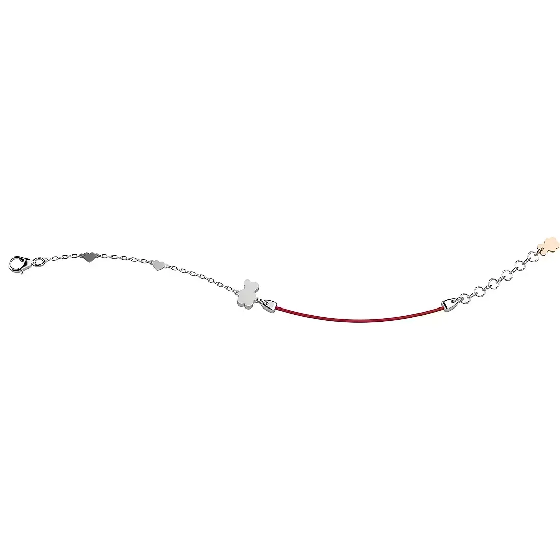 Bracciale Bimbo Nanan Orso E Cuori con Cordino Rosso