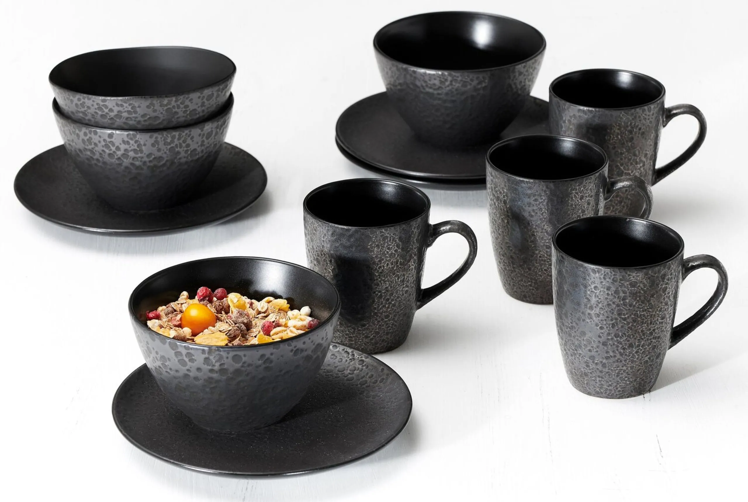 Kaffeebecher | Kitwe | Steingut | Schwarz | 370 Ml