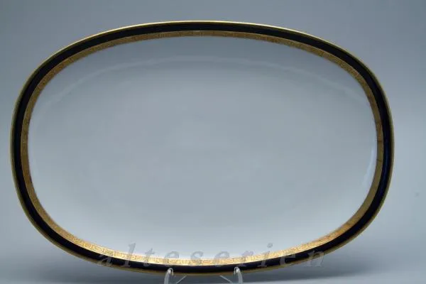 mittelgroße Fleischplatte - Hutschenreuther Goldrandservice Kobalt 03182 / 03152