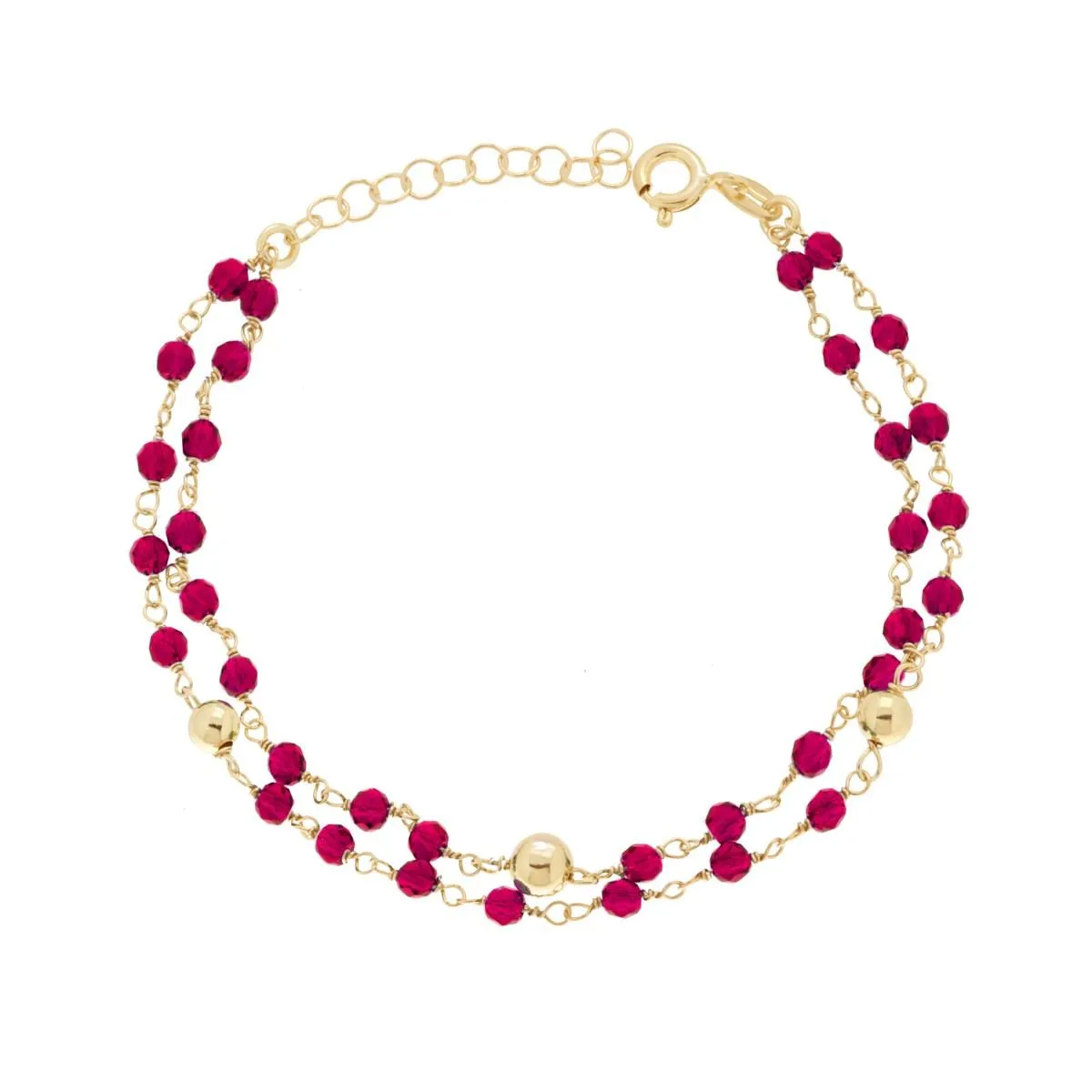 Women's Bracelet 925 Silver Gold with Red Crystals