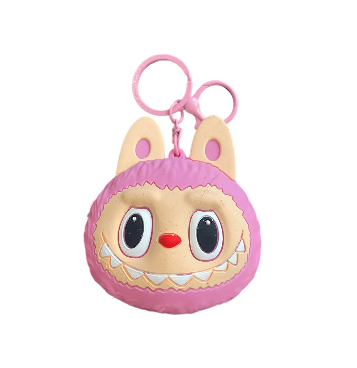 Portamonete applique borsetta Labubu rosa