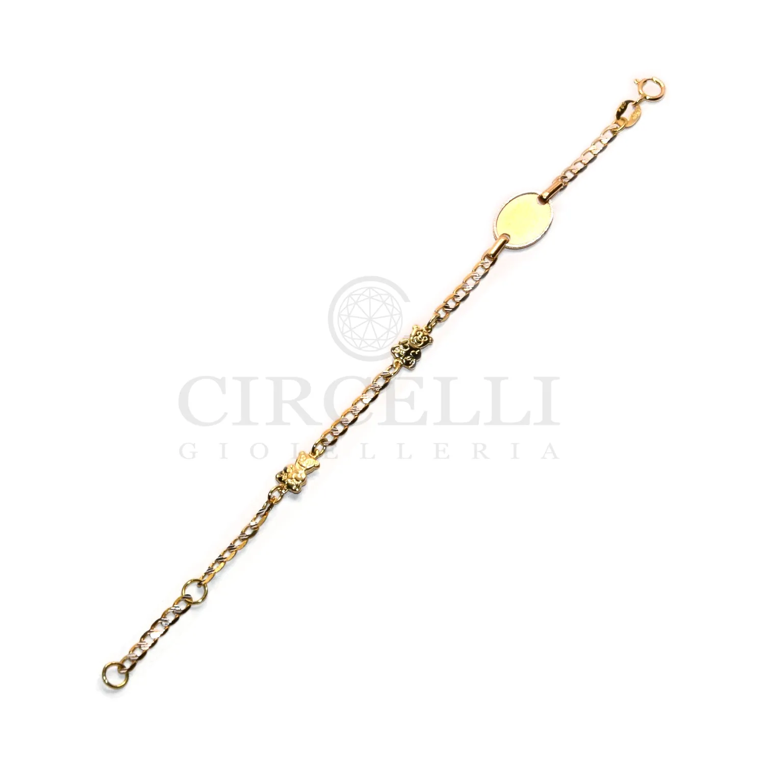 Bracciale bicolore orsacchiotto oro 18k