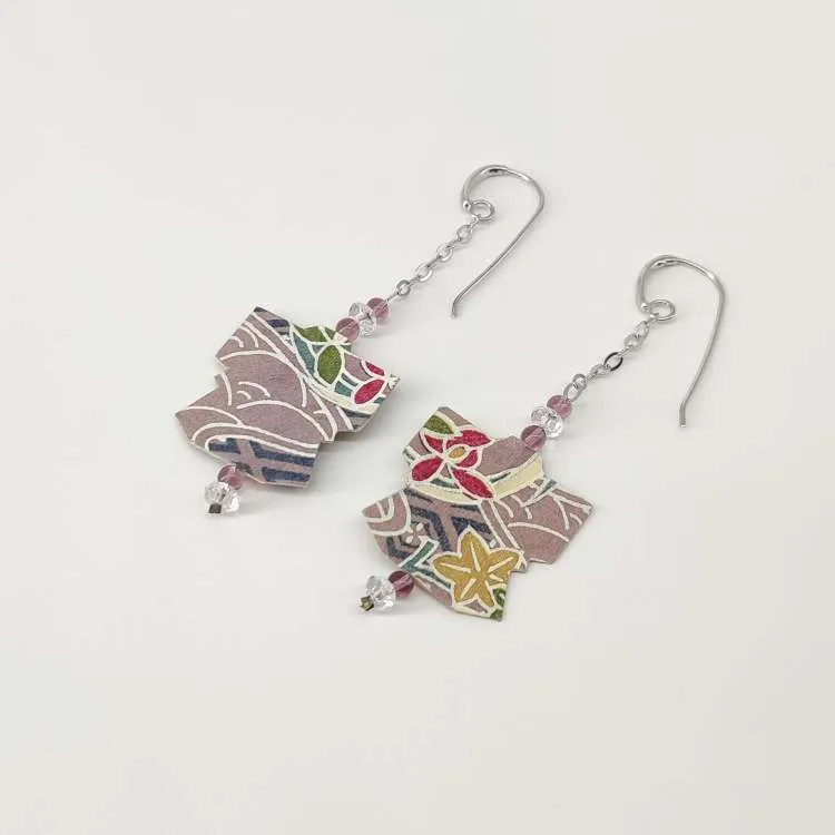 Orecchini pendenti Washi in argento e carta giapponese