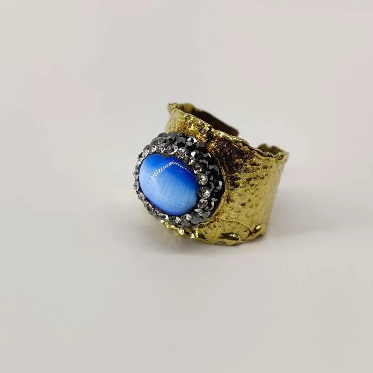 Anello a fascia aperta Monica con pietre dure