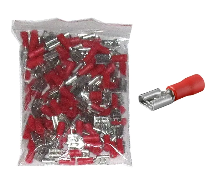 6,3mm Flachsteckhülse ROT Teilisoliert  ** 100er Pack **