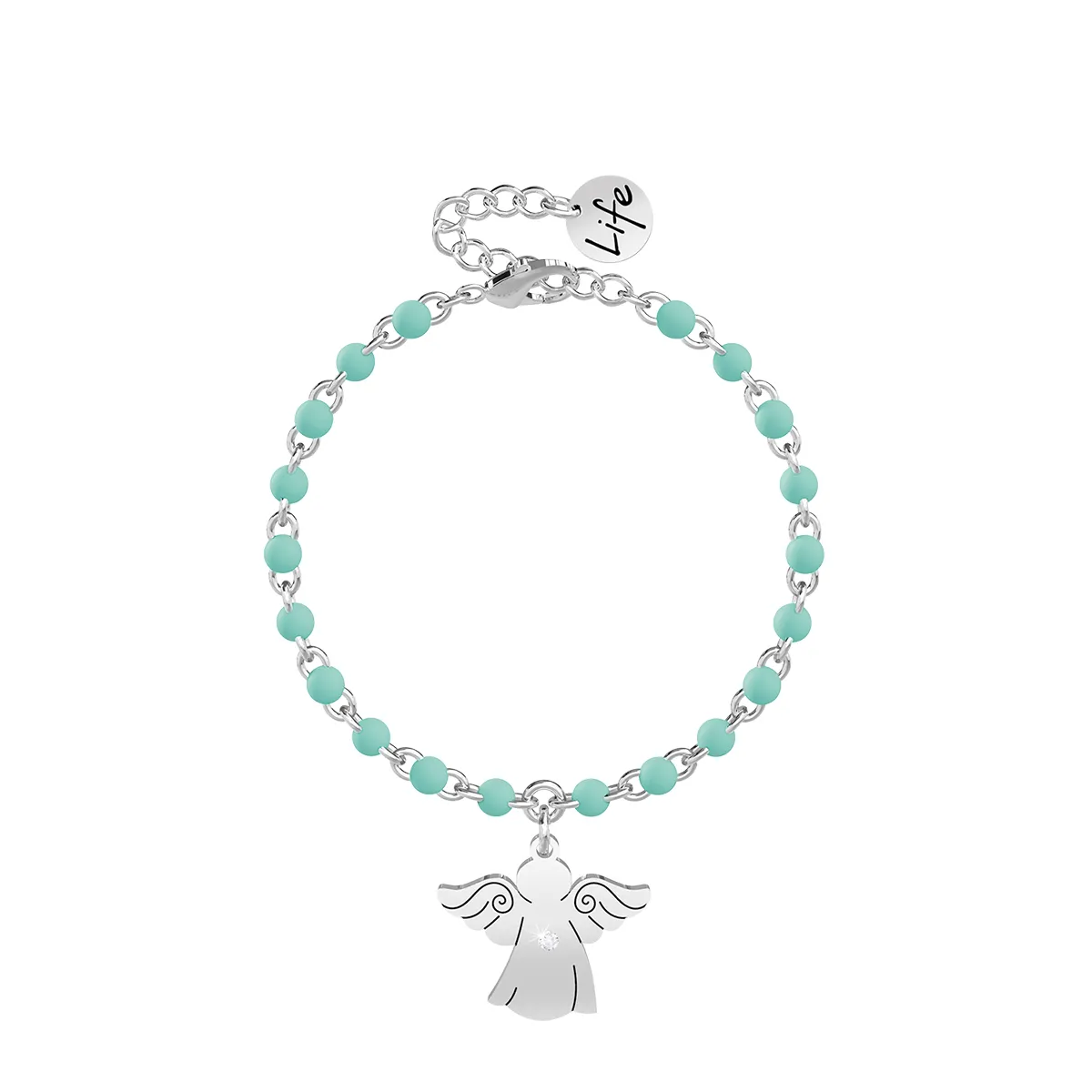 Bracciale Donna Kidult Spirituality Angel con Catena Rolò in Smalto Turchese