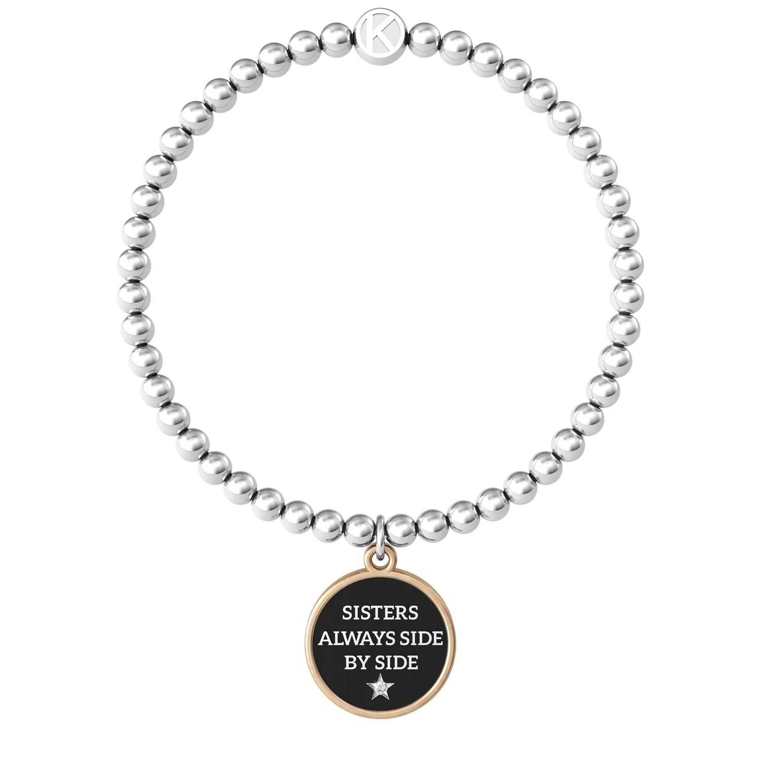 Bracciale Donna Kidult Family Sisters Always Side by Side con Ciondolo Satinato Nero