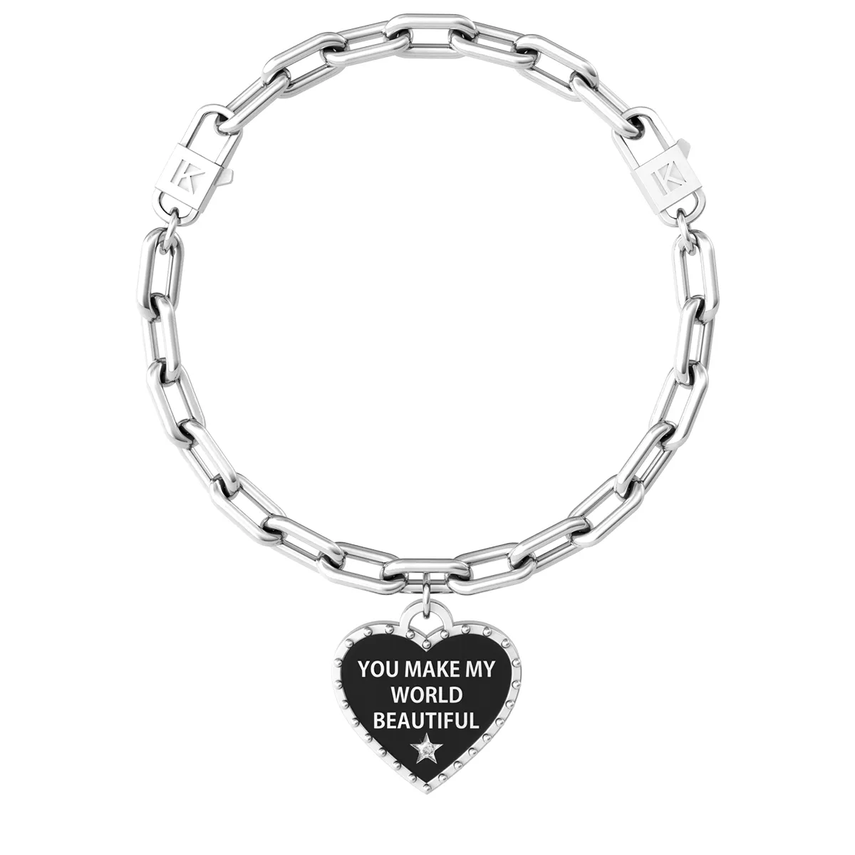 Bracciale Donna Kidult Love You Make My World Beatiful con Ciondolo Cuore