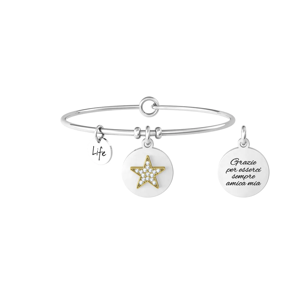 Bracciale Donna Kidult Love Grazie per Esserci Sempre Amica Mia con Ciondolo Stella