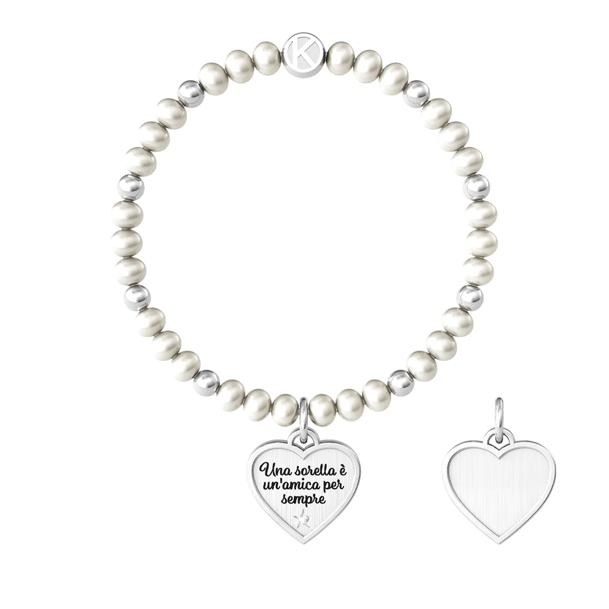 Bracciale Donna Kidult Family Una Sorella È Un'amica per Sempre con Perle Coltivate