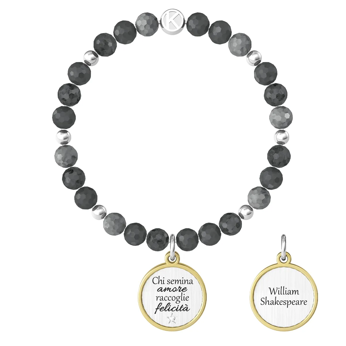 Bracciale Donna Kidult Love con Pietre Labradorite Chi Semina Amore Raccoglie Felicità