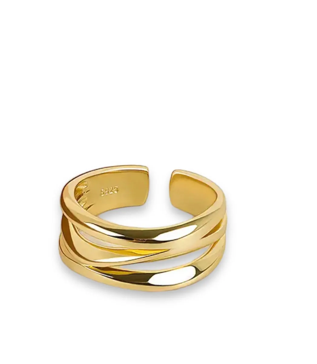 Anello regolabile Fedina tripla  con aperture in argento 925 due varianti colore