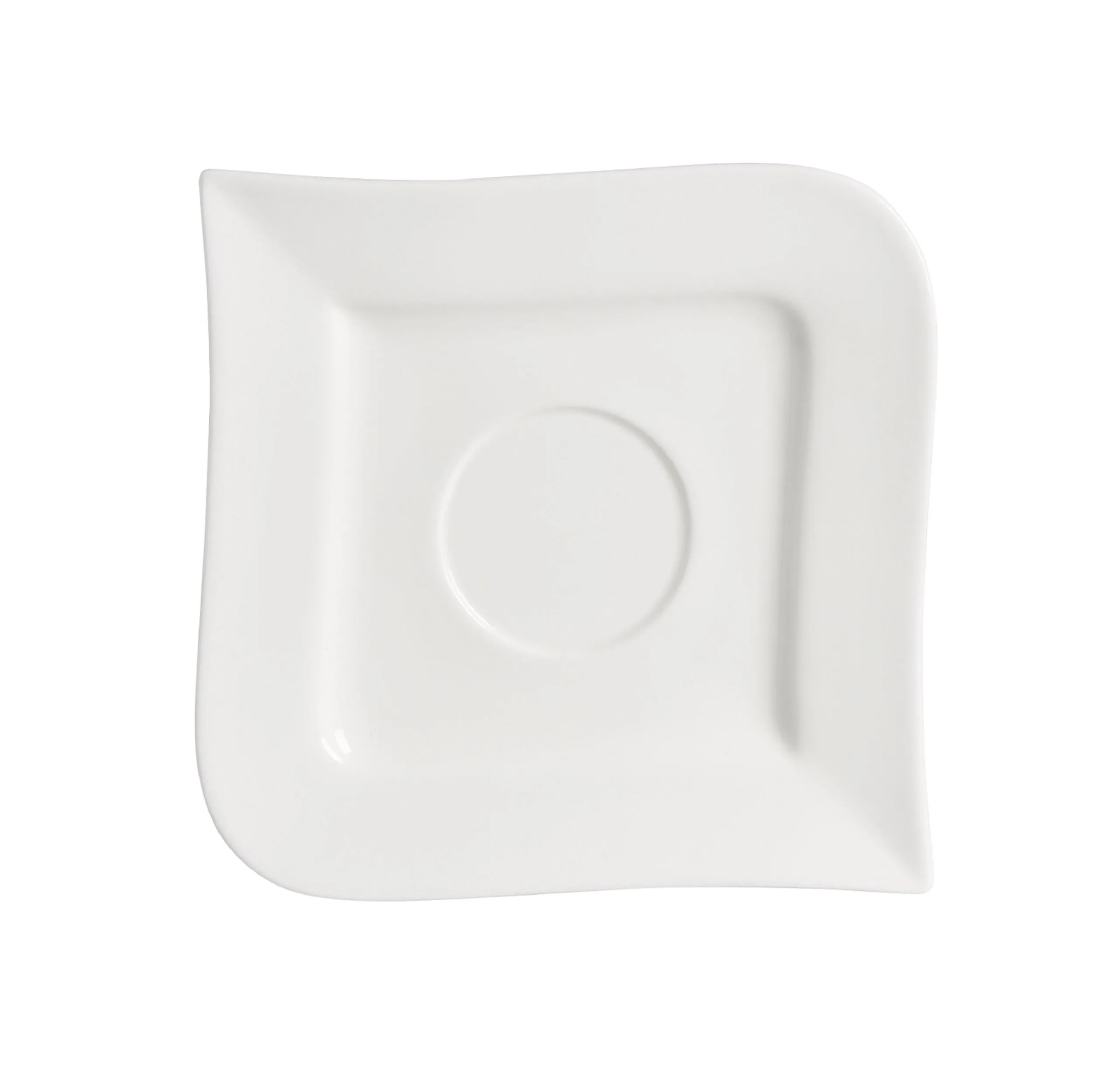 Suppen Untertasse Porzellan Melodie weiß geschwungener Form eckig 18 x 18 cm