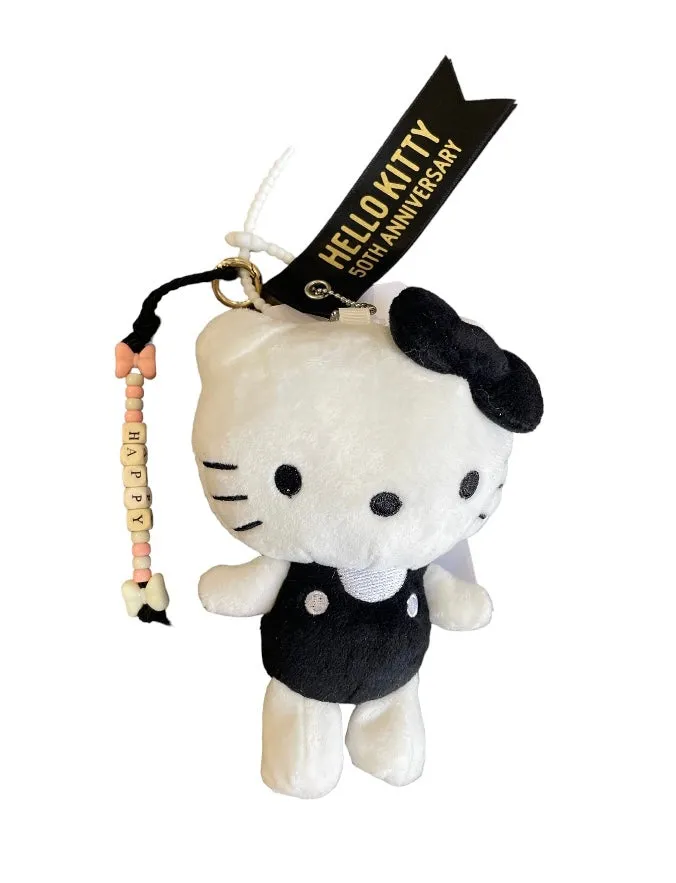 Portachiavi e applique borsa Pimp your Bag Hallo kitty 50th Black and White in peluche