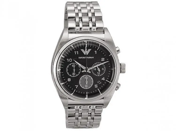 Orologio Uomo EMPORIO ARMANI CLASSIC AR0373 Chrono Nero Bracciale Acciaio