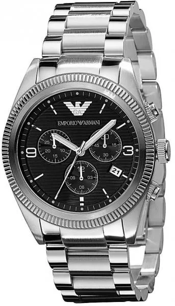 Orologio Uomo EMPORIO ARMANI HOLIDAY AR5897 Chrono Nero Bracciale Acciaio