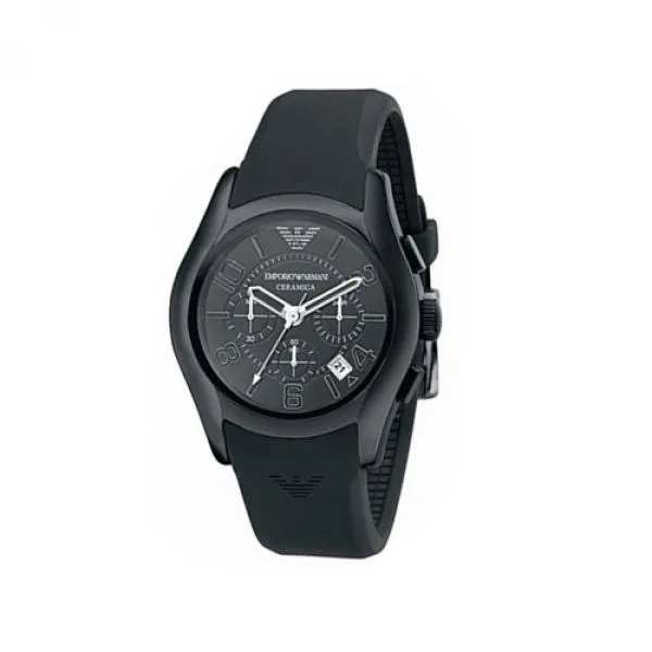 Orologio Uomo EMPORIO ARMANI SPRING AR1430 Chrono Ceramica Nero Silicone
