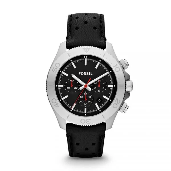 Orologio Uomo FOSSIL RETRO TRAVELLER CH2859 Chrono Pelle Nero Sub 100mt New 2014