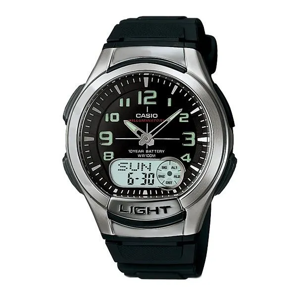 Orologio CASIO AQ-180W-1B Anadigit Silicone Nero Chrono Telememo Digitale
