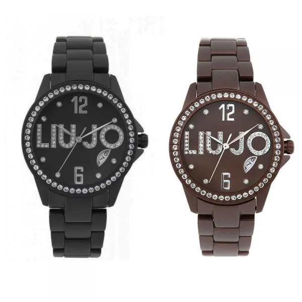 Orologio Donna LIU JO Luxury FLY Alluminio Colorato Nero Marrone Swarovski Lady