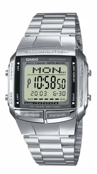 Orologio CASIO DATA BANK DB-360N-1ADF Acciaio Digitale Chrono Sveglia Memo