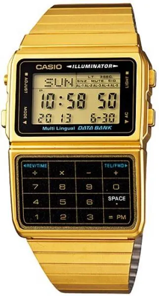 Orologio CASIO DATA BANK CALCULATOR  DBC-611G-1DF Calcolatrice Acciaio Dorato