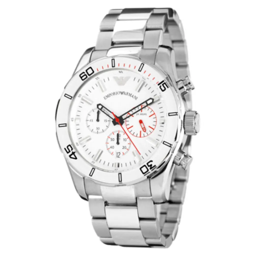 Orologio Uomo EMPORIO ARMANI AR5932 Chrono Bianco Acciaio Man