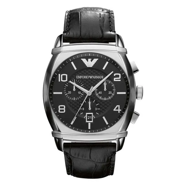 Orologio Uomo EMPORIO ARMANI CLASSIC AR0347 Chrono Pelle Nero